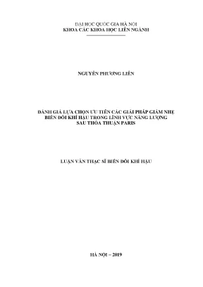 Luận văn thạc sĩ đánh giá lựa chọn ưu tiên các giải pháp giảm nhẹ biến đối khí hậu trong lĩnh vực năng lượng sau thỏa thuận paris
