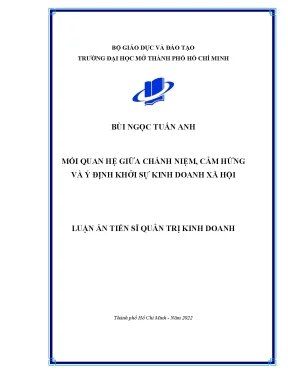 Luận án tiến sĩ mối quan hệ giữa chánh niệm cảm hứng và ý định khởi sự kinh doanh xã hội