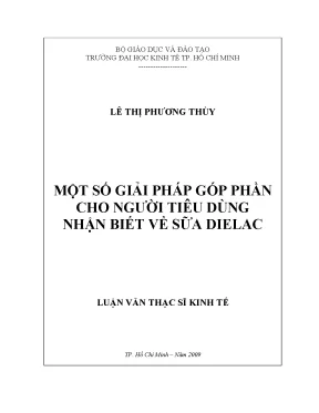 Luận văn thạc sĩ một số giải pháp góp phần cho người tiêu dùng nhận biết về sữa dielac