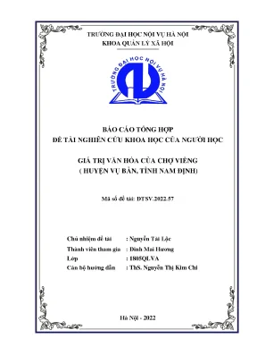 Luận văn tốt nghiệp giá trị văn hoá của chợ viềng huyện vụ bản tỉnh nam định