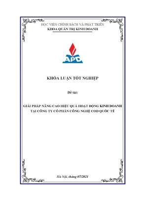 Luận văn tốt nghiệp giải pháp nâng cao hiệu quả hoạt động kinh doanh tại công ty cổ phần công nghệ cod quốc tế