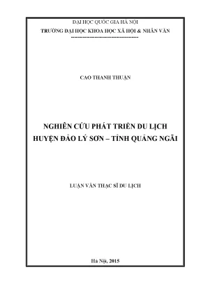 Luận văn thạc sĩ nghiên cứu phát triển du lịch huyện đảo lý sơn tỉnh quảng ngãi