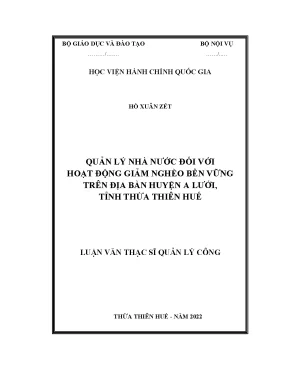 Luận văn thạc sĩ quản lý nhà nước đối với hoạt động giảm nghèo bền vững trên địa bàn huyện a lưới tỉnh thừa thiên huế