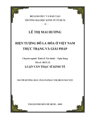 Luận văn thạc sĩ hiện tượng đô la hóa ở việt nam thực trạng và giải pháp