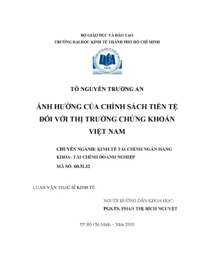 Luận văn thạc sĩ ảnh hưởng của chính sách tiền tệ đối với thị trường chứng khoán việt nam luận văn thạc sĩ