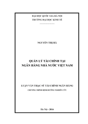 Luận văn thạc sĩ quản lí tài chính tại ngân hàng nhà nước việt nam