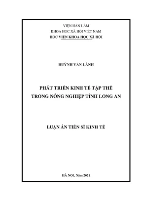 Luận án tiến sĩ phát triển kinh tế tập thể trong nông nghiệp tỉnh long an