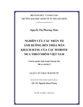 Luận văn thạc sĩ nghiên cứu các nhân tố ảnh hưởng đến thỏa mãn khách hàng của các website mua theo nhóm việt nam