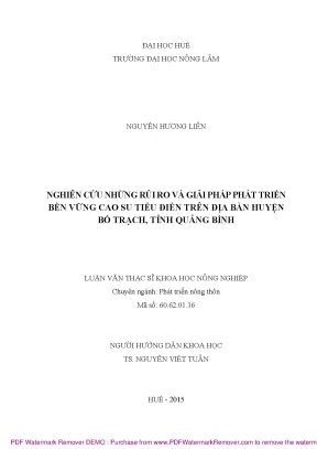 Luận văn thạc sĩ nghiên cứu những rủi ro và giải pháp phát triển bền vững cao su tiểu điền trên địa bàn huyện bố trạch tỉnh quảng bình