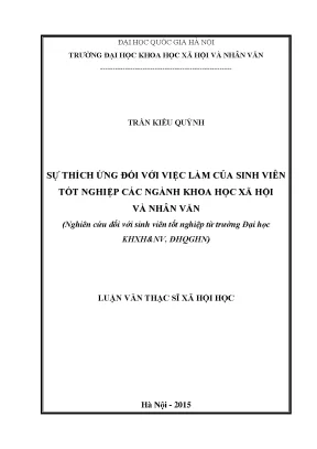 Luận văn thạc sĩ sự thích ứng đối với việc làm của sinh viên tốt nghiệp các ngành khoa học xã hội và nhân văn nghiên cứu đối với sinh viên tốt nghiệp từ trường đhkhxhnv đhqghn
