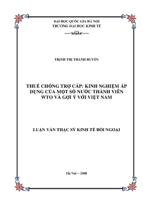Luận văn thạc sĩ thuế chống trợ cấp kinh nghiệm áp dụng của một số nước thành viên wto và gợi ý với việt nam