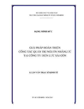 Luận văn thạc sĩ giải pháp hoàn thiện công tác quản trị nguồn nhân lực tại công ty điện lực sài gòn