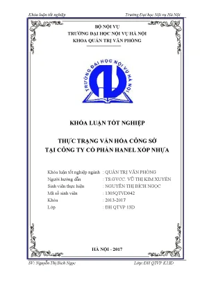 Luận văn tốt nghiệp thực trạng văn hóa công sở tại công ty cổ phần hanel xốp nhựa