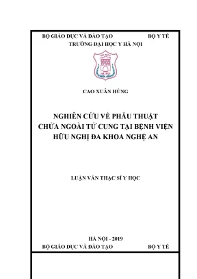 Luận văn thạc sĩ nghiên cứu về phẫu thuật chửa ngoài tử cung tại bệnh viện hữu nghị đa khoa nghệ an