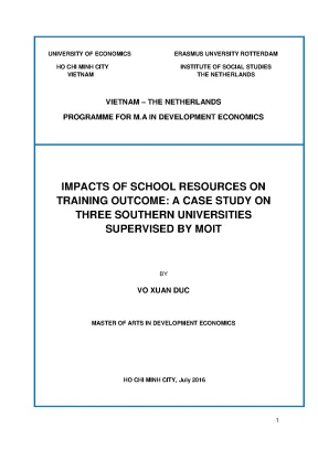 Luận văn thạc sĩ impacts of school resources on training outcome a case study on three southern universities supervised by moit