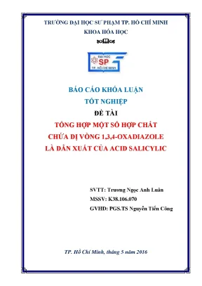 Luận văn thạc sĩ tổng hợp một số hợp chất chứa dị vòng 1 3 4 oxadiazole là dẫn xuất của acid salicylic