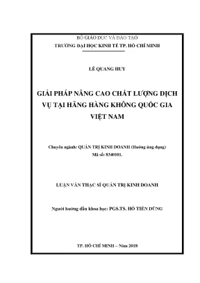 Luận văn thạc sĩ giải pháp nâng cao chất lượng dịch vụ tại hãng hàng không quốc gia việt nam vietnam airlines