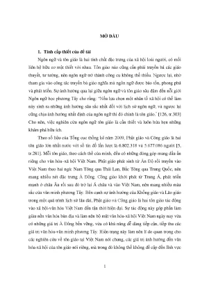 Luận án từ ngữ công giáo trong các bản kinh nguyện của các giáo phận dòng ở việt nam