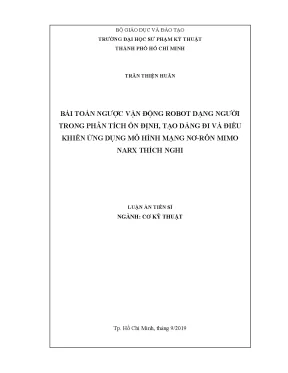 Luận án tiến sĩ bài toán ngược vận động robot dạng người trong phân tích ổn định tạo dáng và điều khiển ứng dụng mô hình mạng rơ rôn mimo narx thích nghi