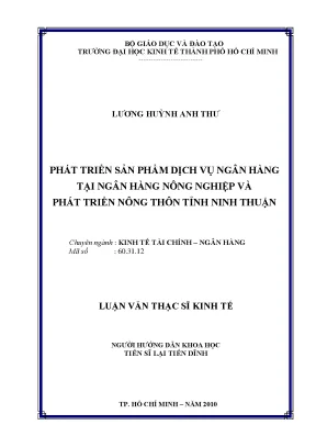 Luận văn thạc sĩ phát triển dịch vụ ngân hàng tại ngân hàng nông nghiệp và phát triển nông thôn tỉnh ninh thuận