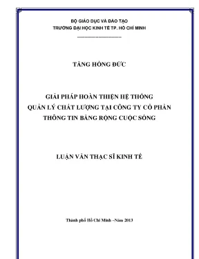 Luận văn thạc sĩ giải pháp hoàn thiện hệ thống quản lý chất lượng tại công ty cổ phần thông tin băng rộng cuộc sống luận văn thạc sĩ