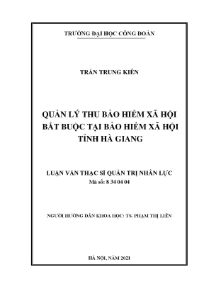 Luận văn thạc sĩ quản lý thu bảo hiểm xã hội bắt buộc tại bảo hiểm xã hội tỉnh hà giang