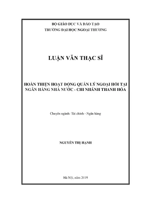 Luận văn thạc sĩ hoàn thiệnhoạt độngquản lý ngoại hối tại ngân hàng nhà nước chi nhánh thanh hóa