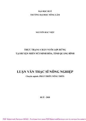 Luận văn thạc sĩ thực trạng chăn nuôi lợn rừng tại huyện miền núi minh hóa tỉnh quảng bình