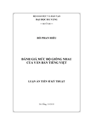 Luận án tiến sĩ đánh giá mức độ giống nhau của văn bản tiếng việt