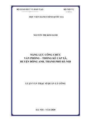 Luận văn thạc sĩ năng lực công chức văn phòng thống kê cấp xã huyện đông anh thành phố hà nội