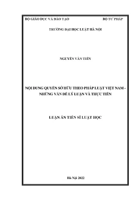 Luận án tiến sĩ nội dung quyền sở hữu theo pháp luật việt nam những vấn đề lý luận và thực tiễn