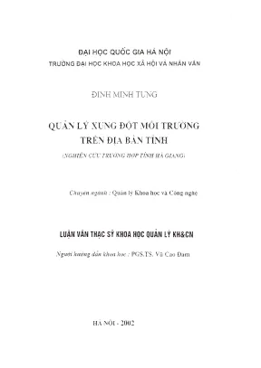Luận văn thạc sĩ quản lý xung đột môi trường trên địa bàn tỉnh nghiên cứu trường hợp tỉnh hà giang