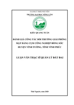 Luận văn tốt nghiệp đánh giá công tác bồi thường giải phóng mặt bằng cụm công nghiệp đồng sóc huyện vĩnh tường tỉnh vĩnh phúc