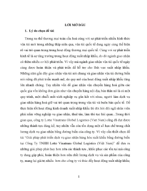 Luận văn tốt nghiệp giải pháp phát triển dịch vụ giao nhận hàng hóa xuất khẩu bằng đường biển tại công ty tnhh lotte vinatrans global logistics việt nam
