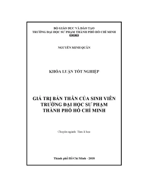 Luận văn thạc sĩ giá trị bản thân của sinh viên trường đại học sư phạm thành phố hồ chí minh