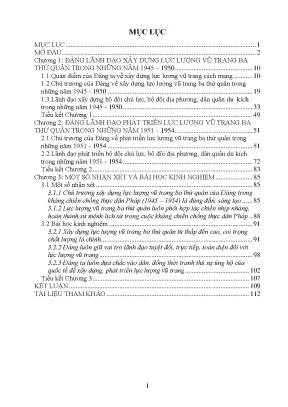 Luận văn thạc sĩ đảng lãnh đạo xây dựng lực lượng vũ trang ba thứ quân trong thời kỳ kháng chiến chống thực dân pháp 1945 1954