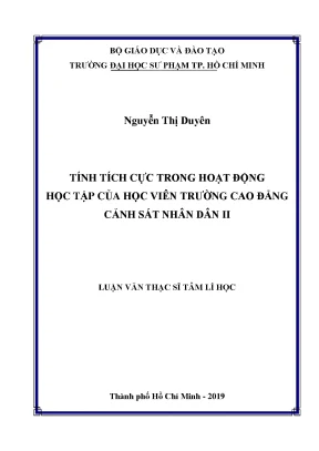 Luận văn thạc sĩ tính tích cực trong hoạt động học tập của học viên trường cao đẳng cảnh sát nhân dân ii