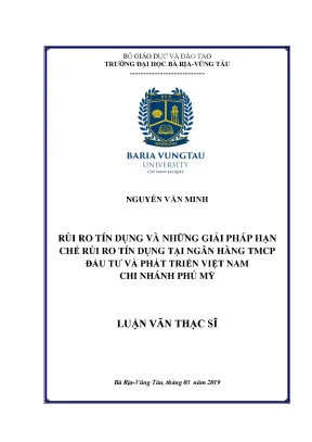 Luận văn thạc sĩ rủi ro tín dụng và những giải pháp hạn chế rủi ro tín dụng tại ngân hàng tmcp đầu tư và phát triển việt nam chi nhánh phú mỹ