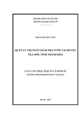 Luận văn thạc sĩ quản lý chi ngân sách nhà nước tại huyện nga sơn tỉnh thanh hóa