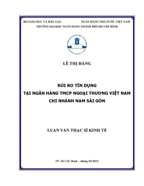 Luận văn thạc sĩ rủi ro tín dụng tại ngân hàng tmcp ngoại thương việt nam chi nhánh nam sài gòn