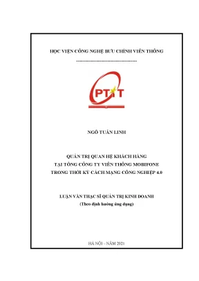 Luận văn thạc sĩ quản trị quan hệ khách hàng tại tổng công ty viễn thông mobifone trong thời kỳ cách mạng công nghiệp 4 0
