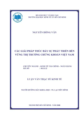 Luận văn thạc sĩ các giải pháp thúc đẩy sự phát triển bền vững thị trường chứng khoán việt nam