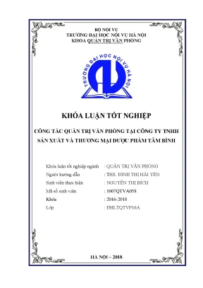 Luận văn tốt nghiệp công tác quản trị văn phòng tại công ty tnhh sản xuất và thương mại dược phẩm tâm bình