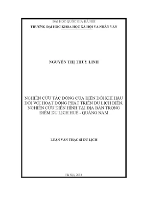 Luận văn thạc sĩ nghiên cứu tác động của biến đổi khí hậu đối với hoạt động phát triển du lịch biển nghiên cứu điển hình tại địa bàn trọng điểm du lịch huế quảng nam