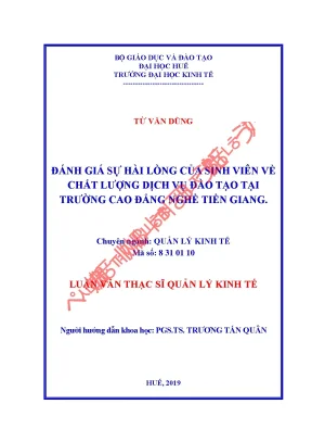 Luận văn thạc sĩ đánh giá sự hài lòng của sinh viên về chất lượng dịch vụ đào tạo tại trường cao đẳng nghề tiền giang