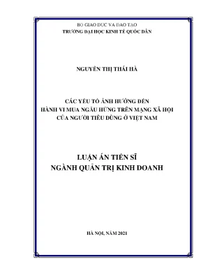 Luận án tiến sĩ các yếu tố ảnh hưởng đến hành vi mua ngẫu hứng trên mạng xã hội của người tiêu dùng ở việt nam