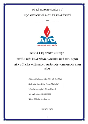 Luận văn tốt nghiệp giải pháp nâng cao hiệu quả huy động tiền gửi của ngân hàng quân đội chi nhánh linh đàm