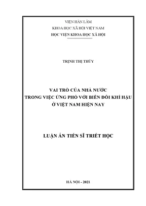 Luận án tiến sĩ vai trò của nhà nước trong việc ứng phó với biến đổi khí hậu ở việt nam hiện nay