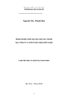 Luận văn thạc sĩ hoàn thiện công tác đãi ngộ tài chính tại công ty cavico xây dựng thủy điện