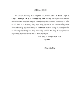 Luận văn thạc sĩ nghiên cứu phát triển du lịch theo hướng bền vững tại thành phố đồng hới tỉnh quảng bình